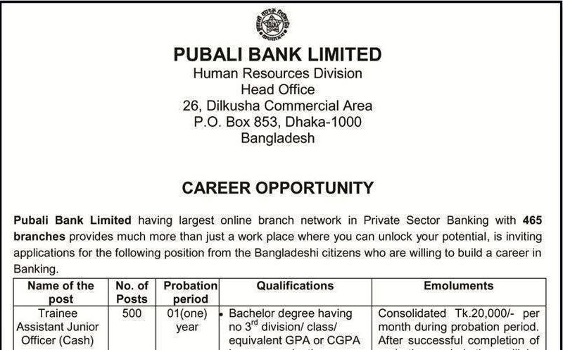 Pubali Bank Job Circular